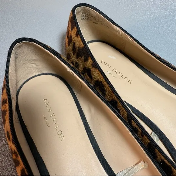 Ann Taylor Leopard Print Pointed Toe Flats Size 8M