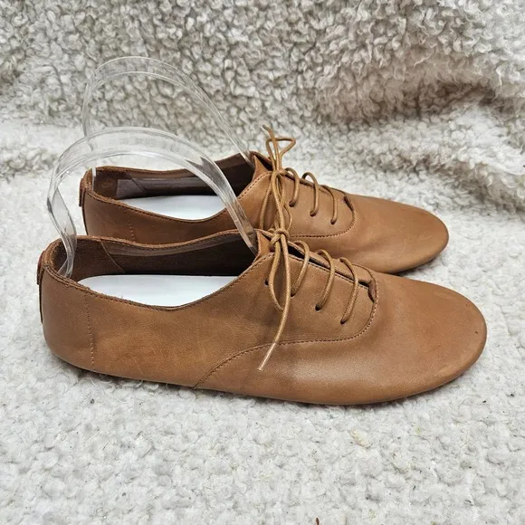 Anothersole Lucie ll Smooth Doe Brown Leather Laceup Flats Derby Shoes sz 40