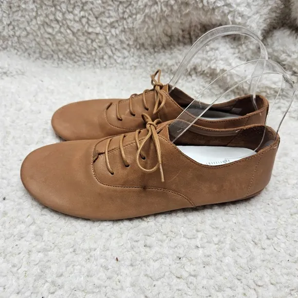 Anothersole Lucie ll Smooth Doe Brown Leather Laceup Flats Derby Shoes sz 40