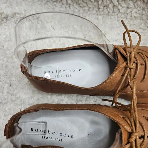 Anothersole Lucie ll Smooth Doe Brown Leather Laceup Flats Derby Shoes sz 40