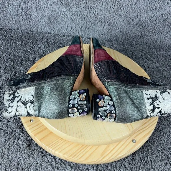 Anthropologie Bettye Muller Cyd Boots Womens 10 Suede Textile Patchwork Ankle