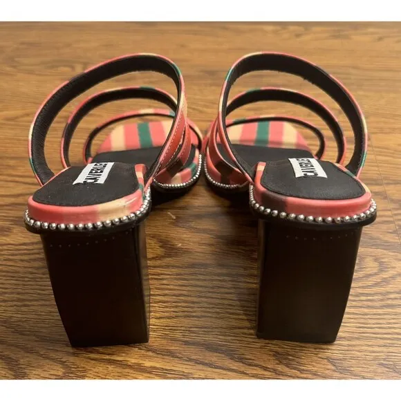 Anthropologie Caverley Women Nora Mule Pink Stripe Heels‎ Shoes Size EU 41/US 9