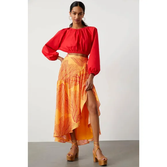Anthropologie Hutch Printed Wrap Maxi Skirt - New Medium