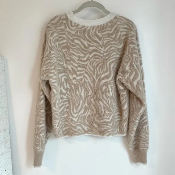 Anthropologie Pilcro Cream &amp; Tan Tiger Stripe Sweater