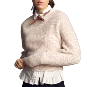 Anthropologie Pilcro Cream &amp; Tan Tiger Stripe Sweater