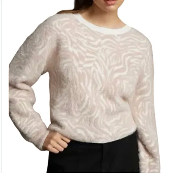 Anthropologie Pilcro Cream &amp; Tan Tiger Stripe Sweater