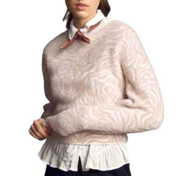 Anthropologie Pilcro Cream &amp; Tan Tiger Stripe Sweater
