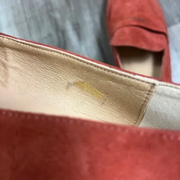 Anthropologie Suede Leather Slide On Flat Loafer Moccasin Shoes Size 39