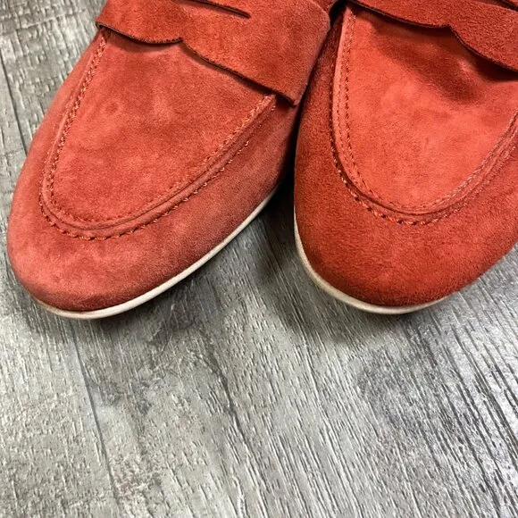 Anthropologie Suede Leather Slide On Flat Loafer Moccasin Shoes Size 39