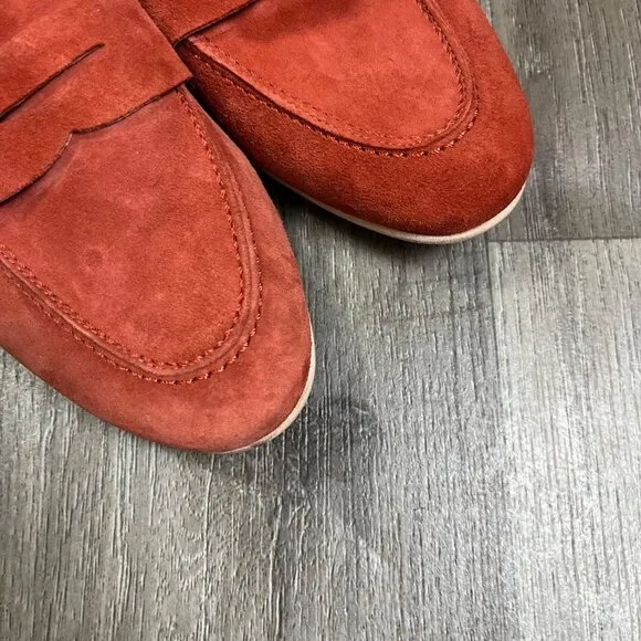 Anthropologie Suede Leather Slide On Flat Loafer Moccasin Shoes Size 39