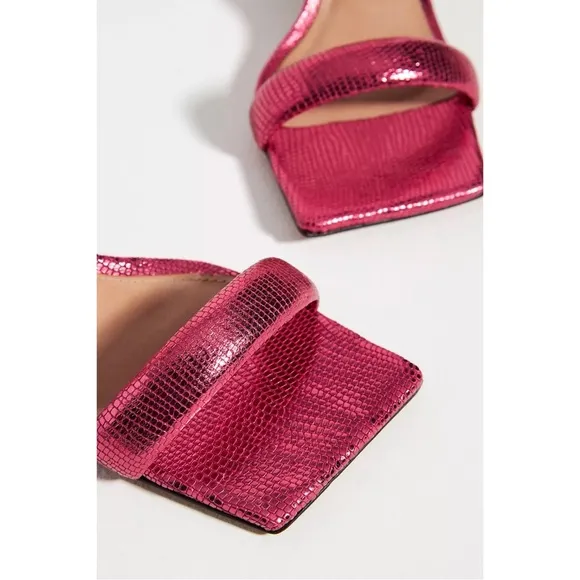 ANTHROPOLOGIE Vicenza Strappy Metallic Heels Shoes Sandals Pink NWT