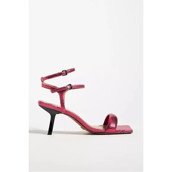 ANTHROPOLOGIE Vicenza Strappy Metallic Heels Shoes Sandals Pink NWT