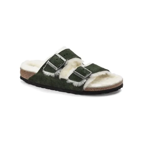 Anthropologie x Birkenstock Arizona Suede Shearling-Lined Sandals $160 Sz 38