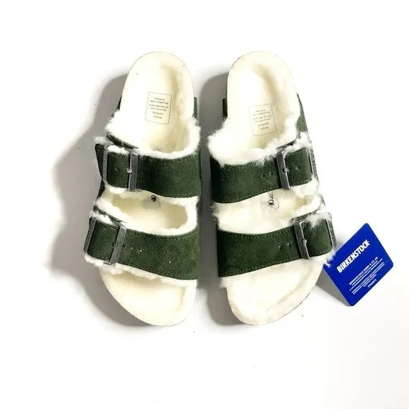 Anthropologie x Birkenstock Arizona Suede Shearling-Lined Sandals $160 Sz 38