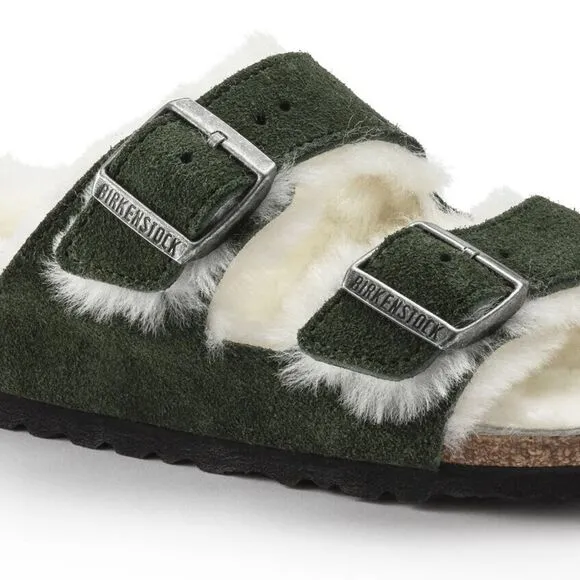 Anthropologie x Birkenstock Arizona Suede Shearling-Lined Sandals $160 Sz 38