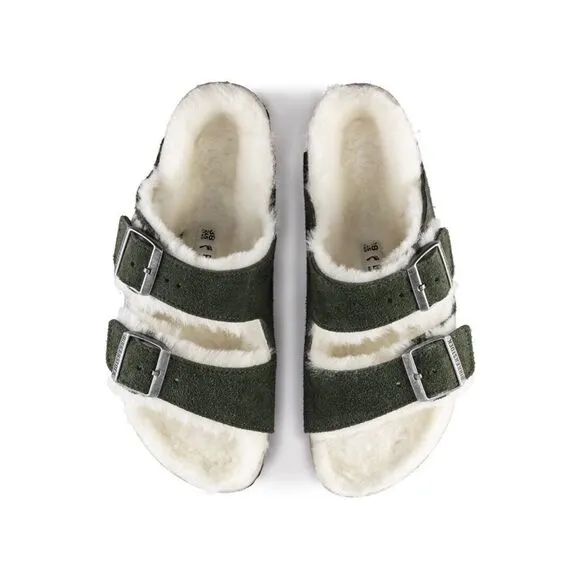 Anthropologie x Birkenstock Arizona Suede Shearling-Lined Sandals $160 Sz 38