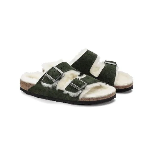 Anthropologie x Birkenstock Arizona Suede Shearling-Lined Sandals $160 Sz 38