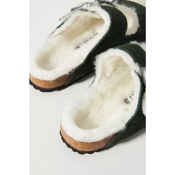 Anthropologie x Birkenstock Arizona Suede Shearling-Lined Sandals $160 Sz 38