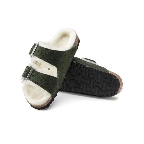 Anthropologie x Birkenstock Arizona Suede Shearling-Lined Sandals $160 Sz 38