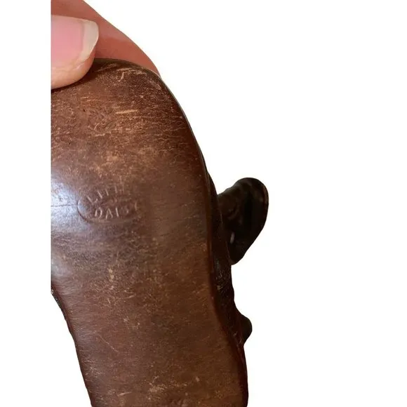 Antique Leather Baby Shoes in Wooden Box Little Daisy