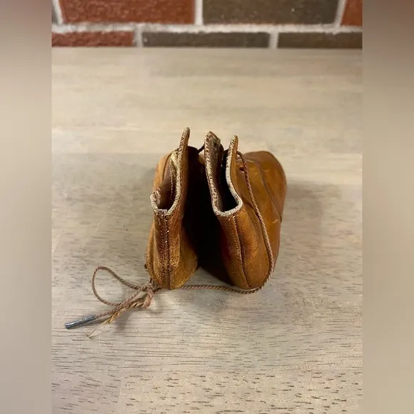 Antique Pair of Victorian All Leather Tie Baby‎ Shoes from the 1800's Handmade