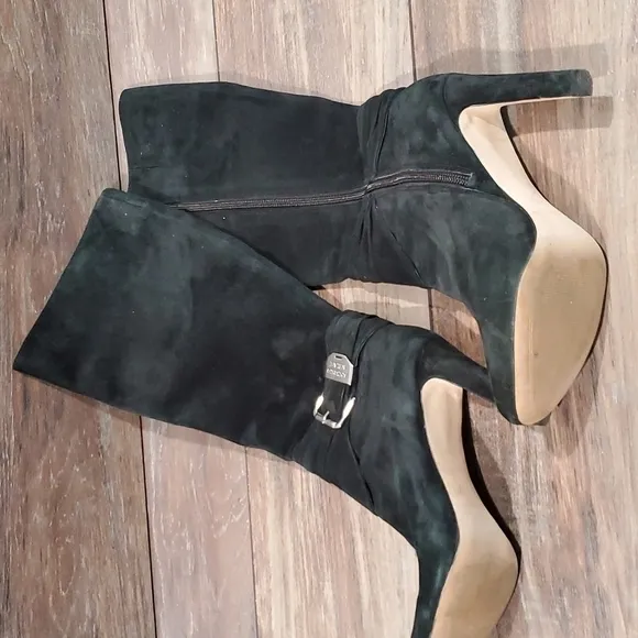 Antonio Melani leather tall heels boots shoes sz 7.5M pull on