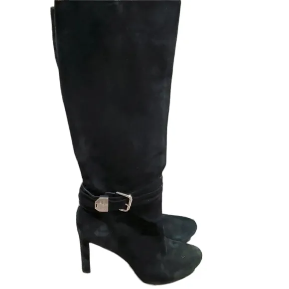 Antonio Melani leather tall heels boots shoes sz 7.5M pull on