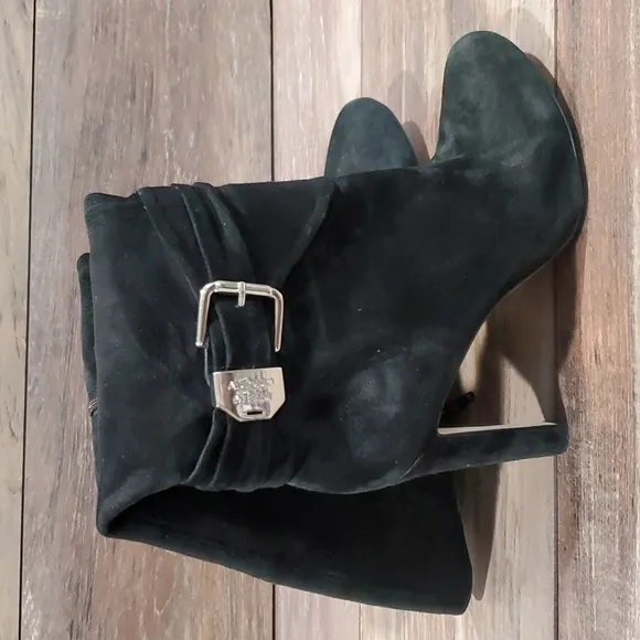 Antonio Melani leather tall heels boots shoes sz 7.5M pull on