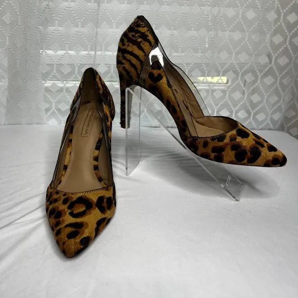 Antonio Melani Leopard Print Heels Calf Hair Pumps Pointed Toe Sexy 6M