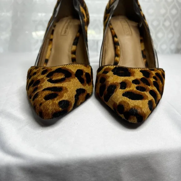 Antonio Melani Leopard Print Heels Calf Hair Pumps Pointed Toe Sexy 6M