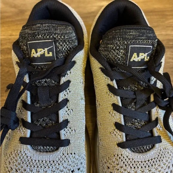 APL Techloom Pro Sneakers Metallic Gold Silver Knit Womens Running Shoes