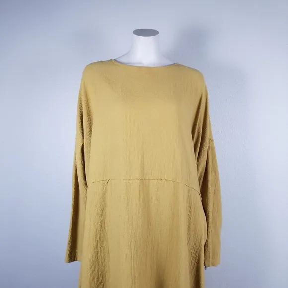 April Meets October April Oversized Minimalist Cotton Lagenlook Camel Dress OSFM