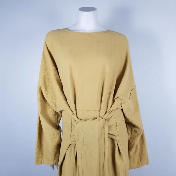 April Meets October April Oversized Minimalist Cotton Lagenlook Camel Dress OSFM