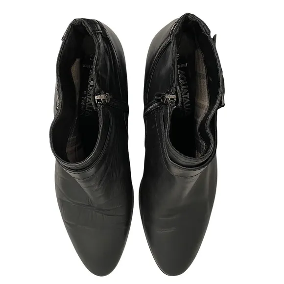 Aquatalia | Black Leather Buckle Ankle Boots