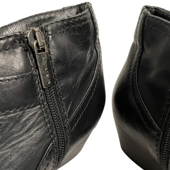 Aquatalia | Black Leather Buckle Ankle Boots