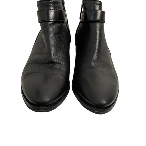 Aquatalia | Black Leather Buckle Ankle Boots