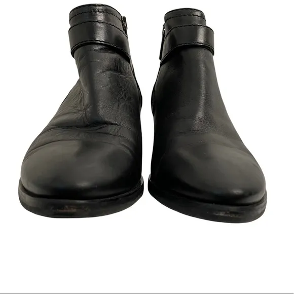 Aquatalia | Black Leather Buckle Ankle Boots