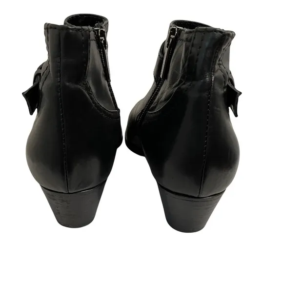 Aquatalia | Black Leather Buckle Ankle Boots