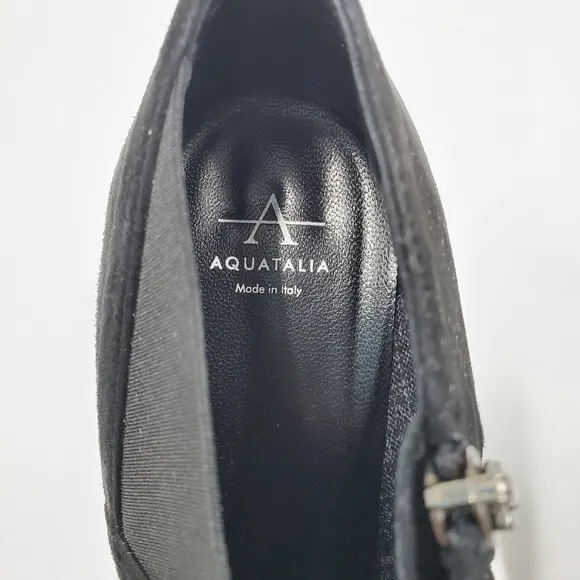 Aquatalia Black Suede Shooties Ankle Boots Zip