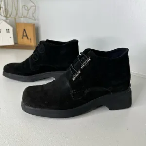 Aquatalia Shoe Bootie Fashion Leather Chukka Square Toe Marvin K Black Women 7.5