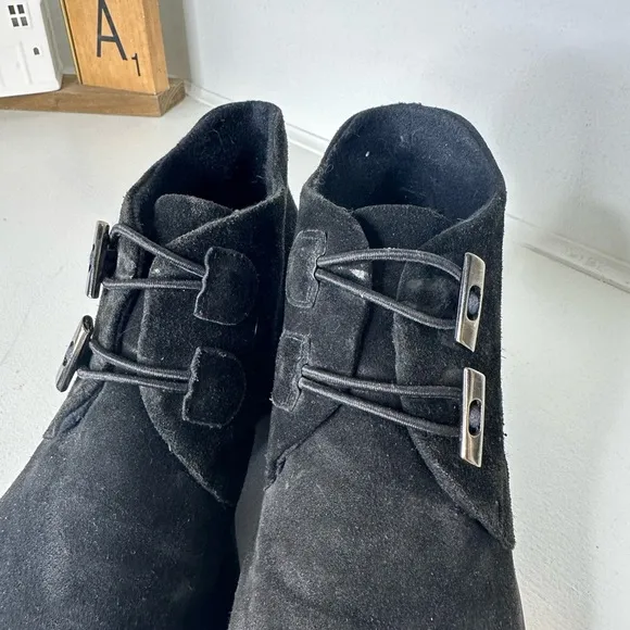 Aquatalia Shoe Bootie Fashion Leather Chukka Square Toe Marvin K Black Women 7.5