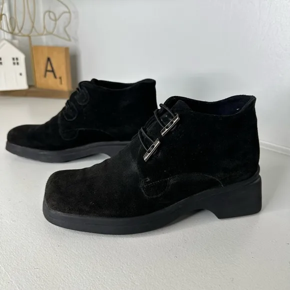 Aquatalia Shoe Bootie Fashion Leather Chukka Square Toe Marvin K Black Women 7.5