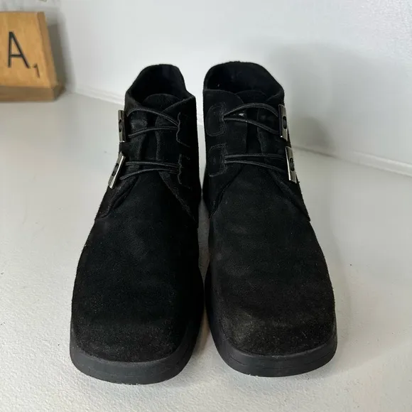 Aquatalia Shoe Bootie Fashion Leather Chukka Square Toe Marvin K Black Women 7.5