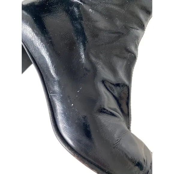 Aquatalia Vintage Patent Leather Ankle Boots Made in Italy Sz 8 Modern City Chic