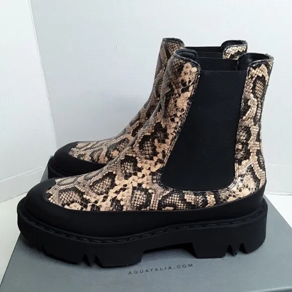 Aquatalia Women's Ankle Boot size 8M Python Embossed Leather