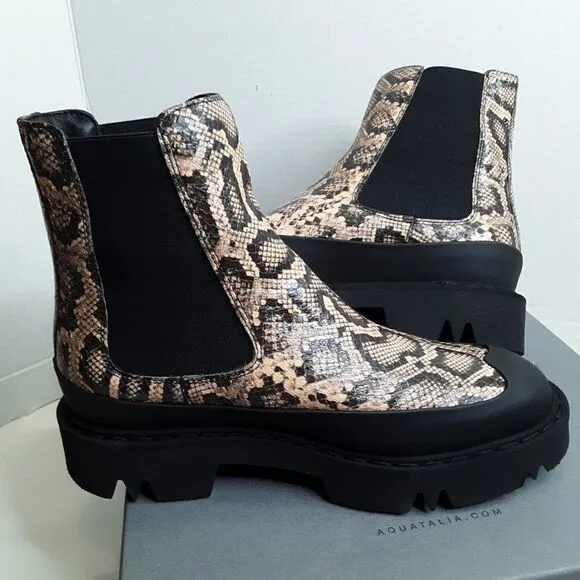 Aquatalia Women's Ankle Boot size 8M Python Embossed Leather