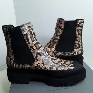 Aquatalia Women's Ankle Boot size 8M Python Embossed Leather