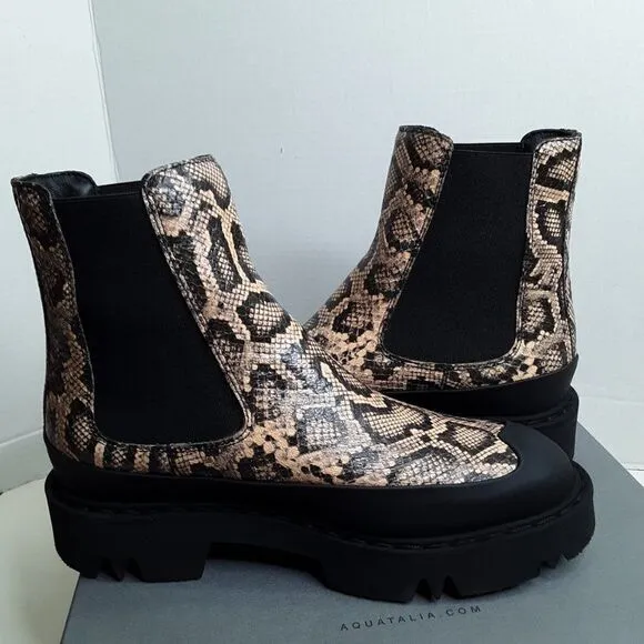 Aquatalia Women's Ankle Boot size 8M Python Embossed Leather
