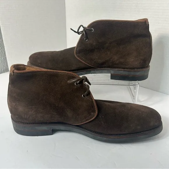 AQUATIALIA Men’s Suede Leather Chukka Carlos Ankle Boots 10 Rusty Brown Lace Up