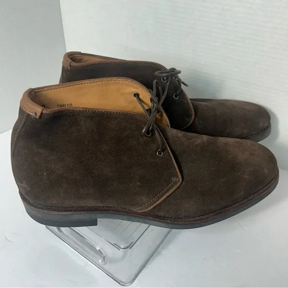 AQUATIALIA Men’s Suede Leather Chukka Carlos Ankle Boots 10 Rusty Brown Lace Up